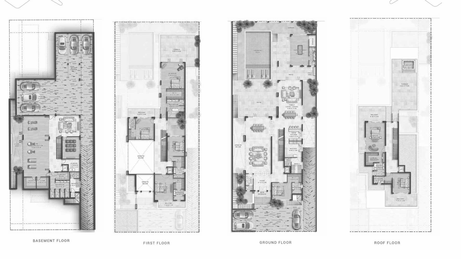 Villa floor plan, 7 bedrooms in MOROCCO DAMAC LAGOONS No. 11007